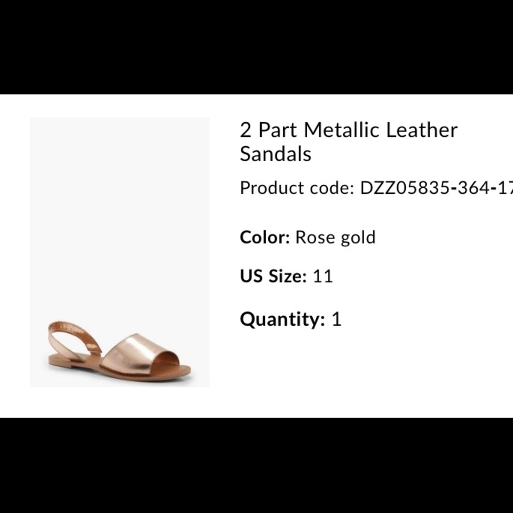 2 Part Metallic Leather Sandals